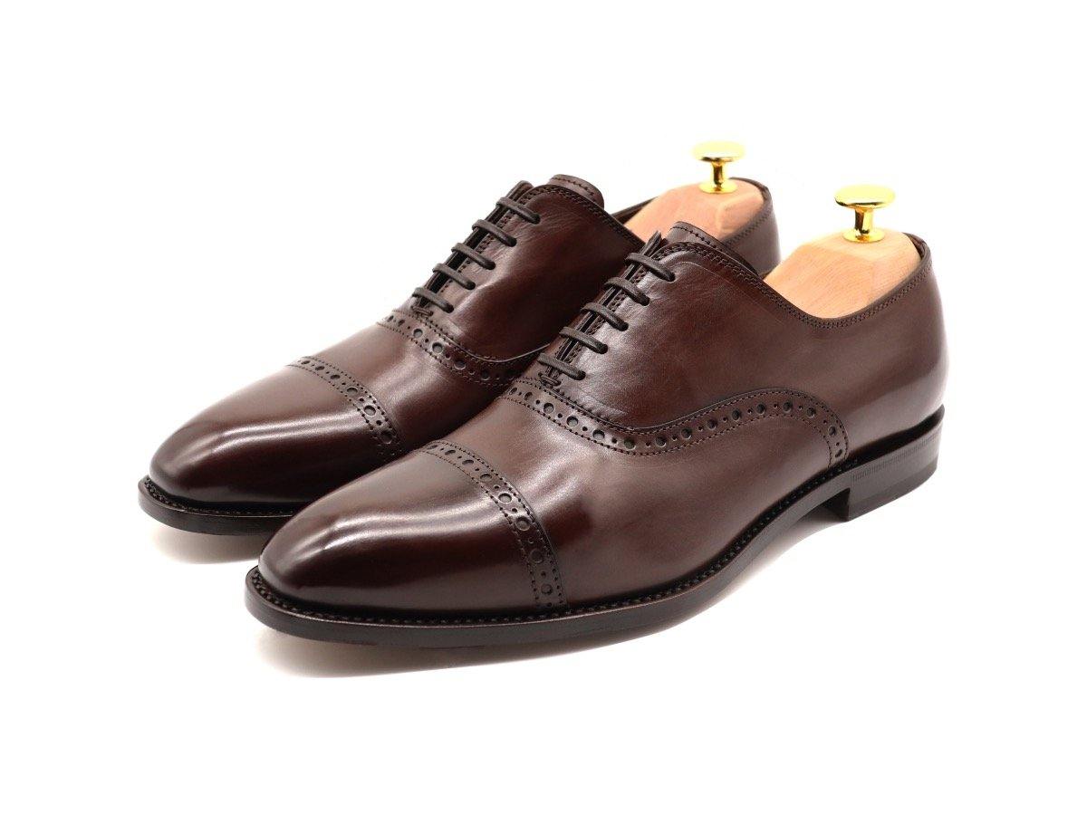 Mens Dark Brown Leather Semi Brogue Oxford Shoes