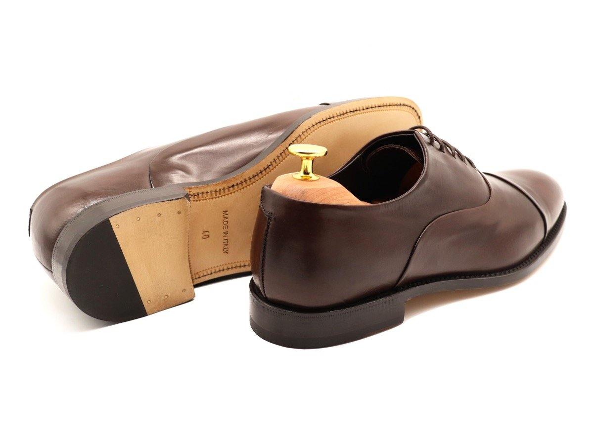 Back View of Mens Dark Brown Leather Cap Toe Oxford Shoes