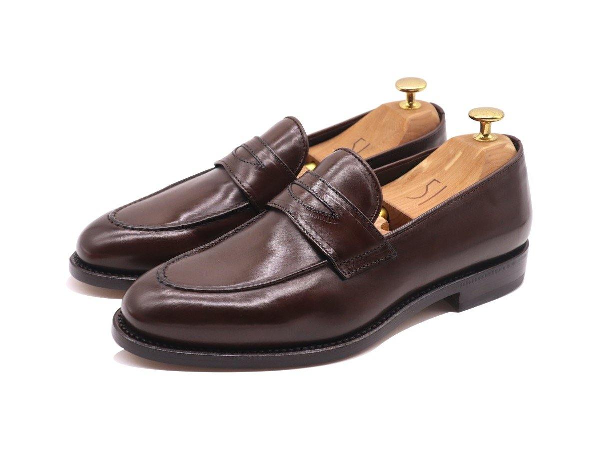 Front_View_Of_Dejon_Dark_Brown_Leather_Penny_Loafers