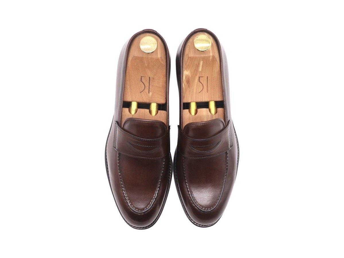 Top_View_Of_Dejon_Dark_Brown_Leather_Penny_Loafers