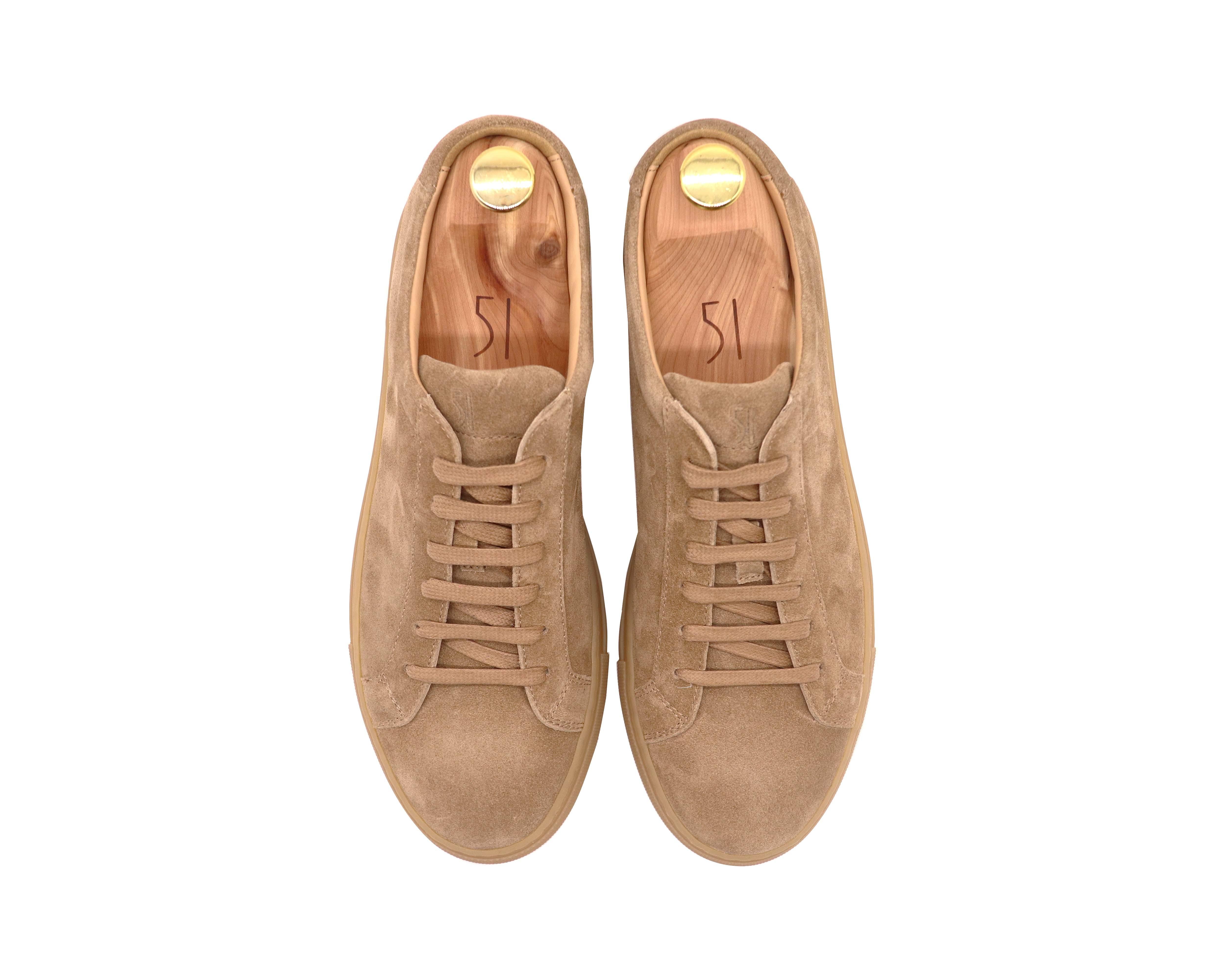 Tomlins Men's Calf Suede Low Top Sneakers - Avana Brown