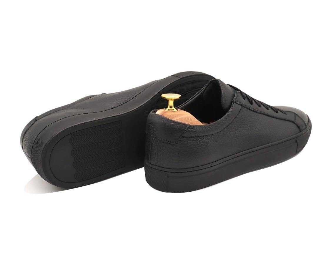 Tomlins Men's Grain Calf Leather Low Top Sneakers - Black