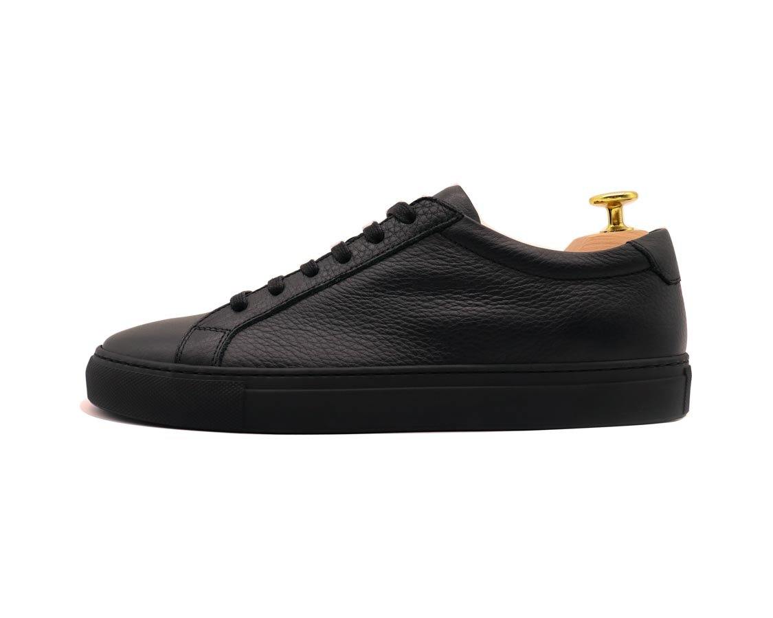 Tomlins Men's Grain Calf Leather Low Top Sneakers - Black