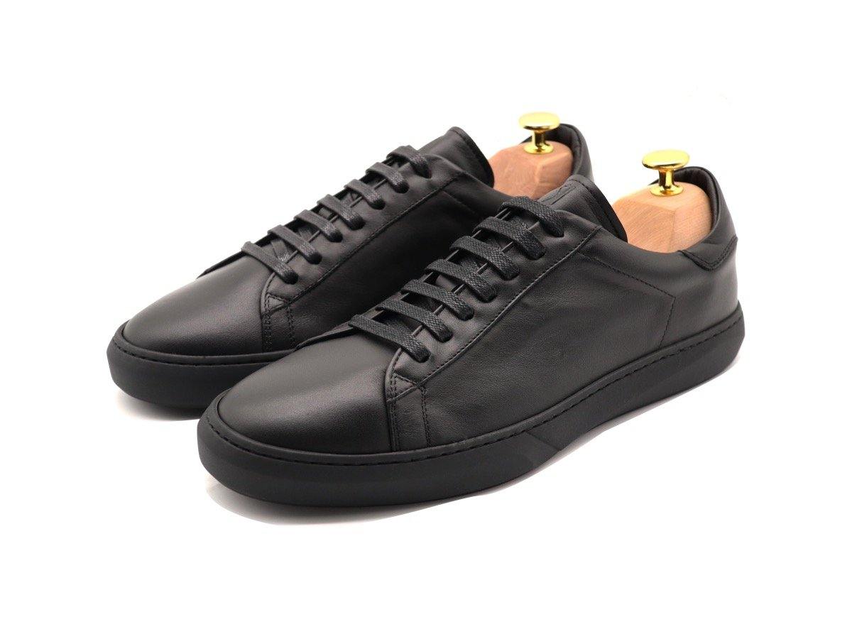 Mens Leather Low Top Black Sneakers