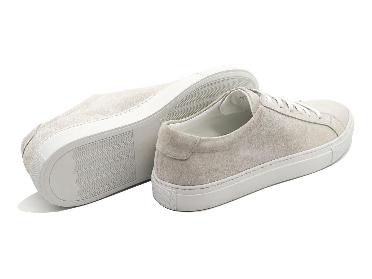 Back View of Mens Suede Low Top Yogurt White Sneakers