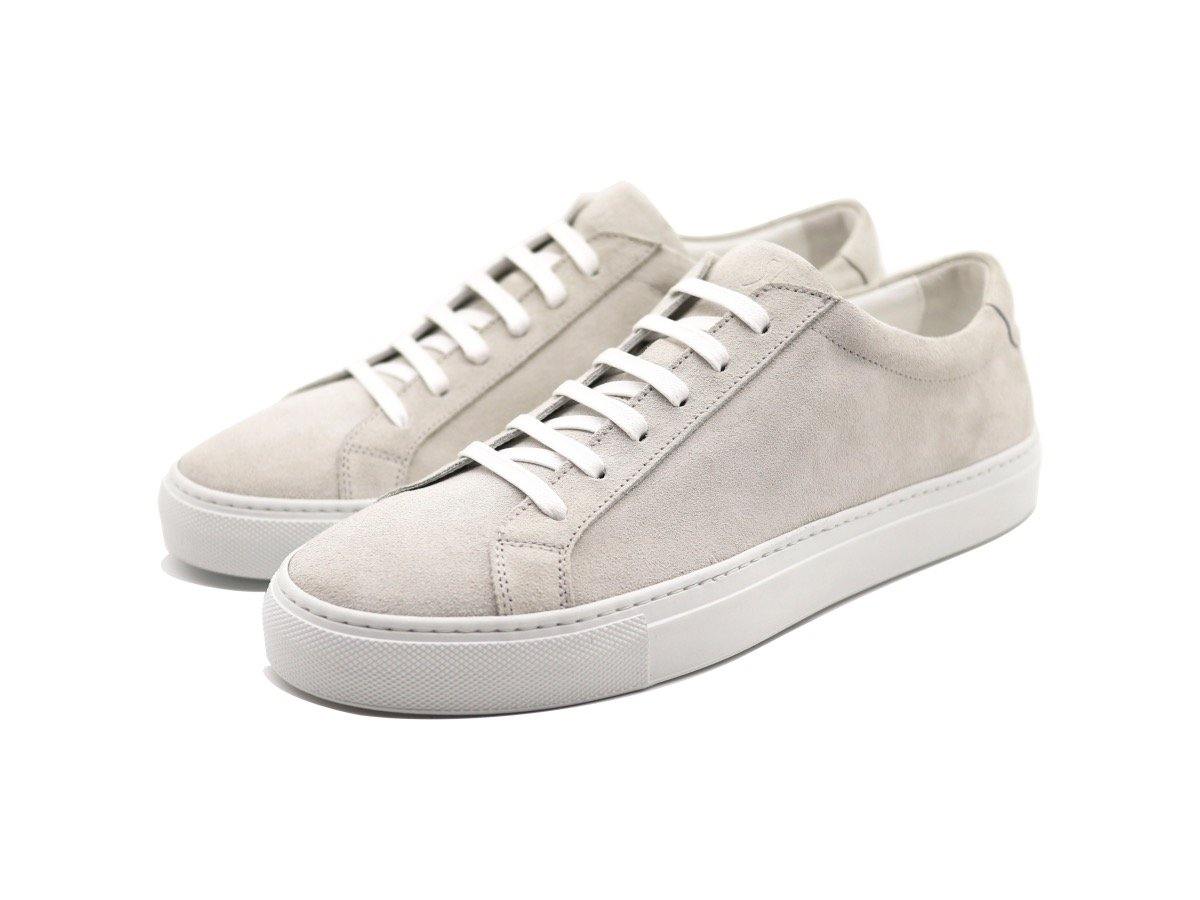 Mens Suede Low Top Yogurt White Sneakers