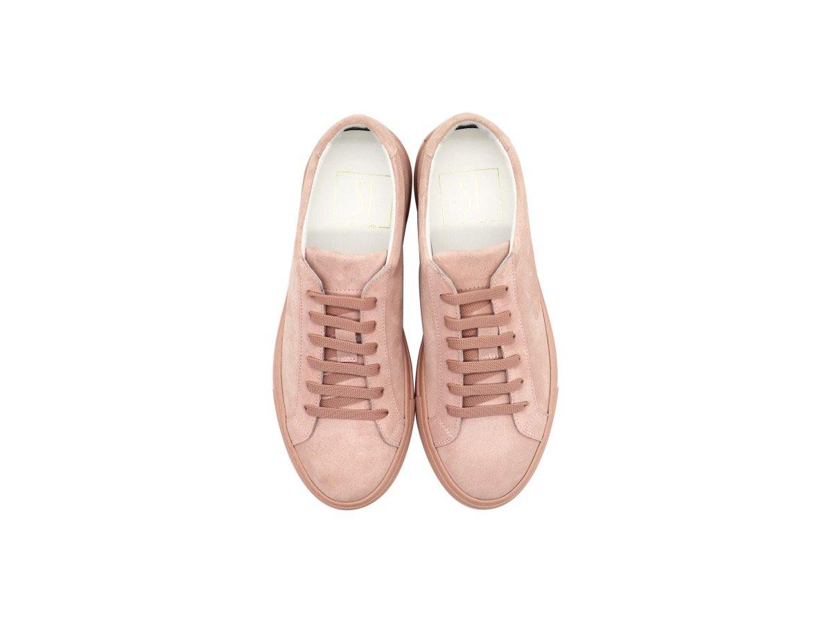 Top View of Womens Suede Low Top Skin Pink Sneakers